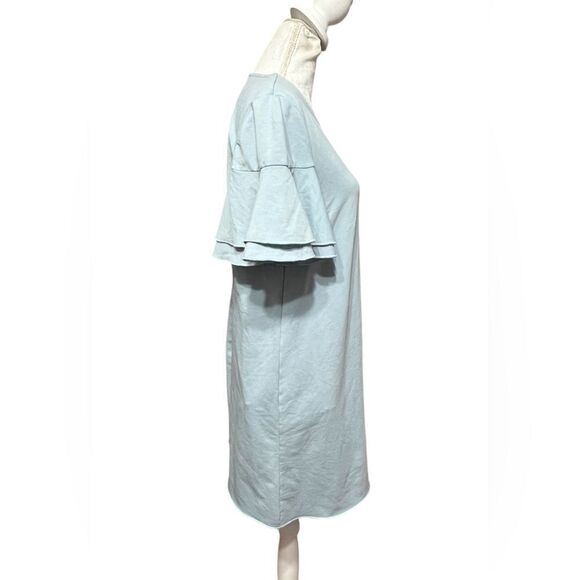 Sundays Muted blue Ruffle Sleeve scoop Neck Shift Dress Size medium - Picture 2 of 5